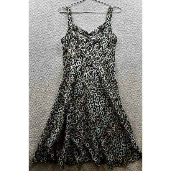 Ann Taylor Loft Sleeveless Midi Mini Dress Floral Geometric Print White Blue Gre - Picture 5 of 6